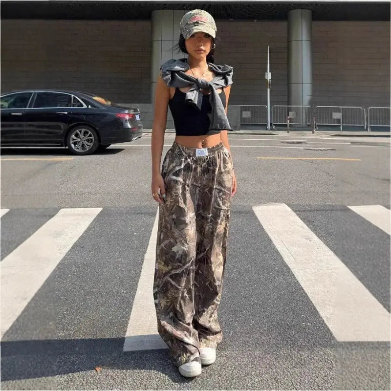 Slimming Casual Pants Hip Hop Retro Street Multi-pocket Camouflage Cargo Pants For Women Y2k Hip-hop Cargo Grunge Baggy Trousers Lady T Fashions