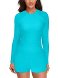 Blue Split Beach Swimsuit Sexy Ladies Outdoor Swimming Long Sleeve Upper Fitted Surfsuit Lady T Fashions
