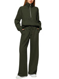Solid Color Long-sleeved Sweater Trousers Suit Women's Suit Lady T Fashions