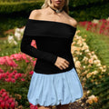 Women's Off-shoulder Long Sleeve Stitching Dress Lady T Fashions