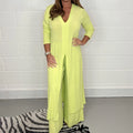 Women's Fashion Simple Solid Color Long Top Long Pants Set Lady T Fashions