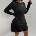 Long Sleeve Knitted Backless High Waist Lace-up Dress Lady T Fashions