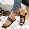 Women's Dark Brown Toe Loop Sandals, Open Round Toe Flat Comfy Fashion Slippers, Women's Indoor & Outdoor Slides Lady T Fashions
