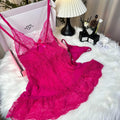 Women's One Piece Sexy And Cute Style Lace Cami NiahtdressRuffle Hem Sheer Babydoll Chemise Nightgown,fashionsleepwear Sultry Lingerie Lady T Fashions