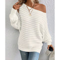 Women's Off Shoulder Sweater Batwing Sleeve Pullover Top Fall Casual Loose Knit Long Sleeve Lady T Fashions