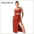 Women's Pure Color Halter Sleeveless Split Dress Lady T Fashions