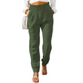 Ruffled Elastic Waistband High Waist Trousers Lady T Fashions