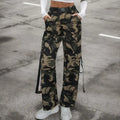 Multi-pocket Lace-up Loose Street Straight-leg Trousers Lady T Fashions