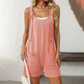 Womens Rompers Summer Casual Short Overalls Sleeveless Adjustable Tie Knot Strap Jumpsuits With Pockets Lady T Fashions