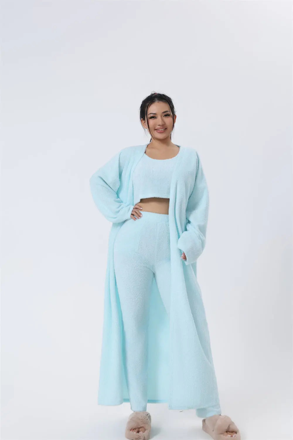 Cozy Pajama Set, 3 Piece Lounge Set, Cute Loungewear, Warm Suit Sets, Matching Set, Lounge Set, 3 Piece Pant Sets, Women Winter Dress Lady T Fashions