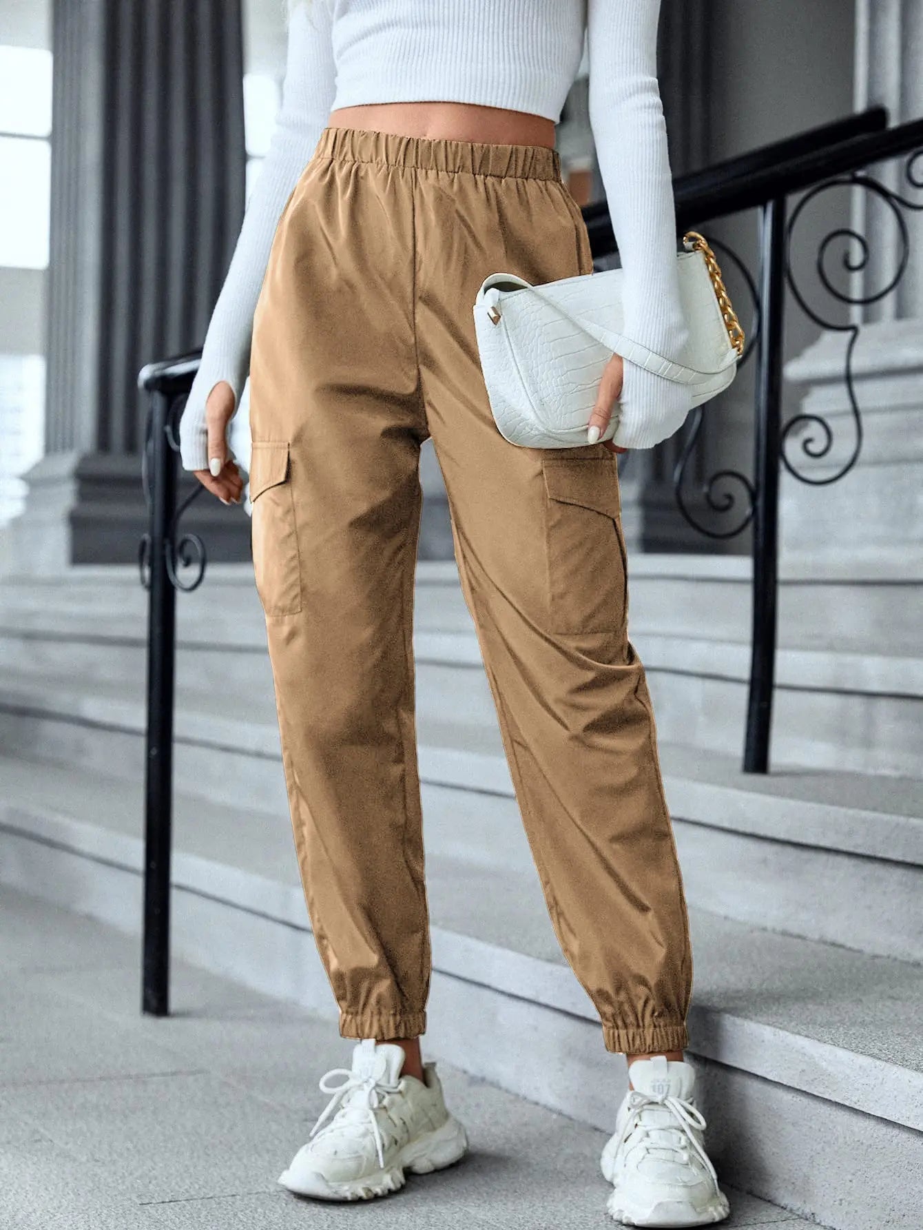 Multi-Color Casual Working Pants Multi-pocket Skinny Pants Lady T Fashions