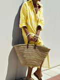 Striped Shirt Dress With Belt Fashion Half-sleeved Lapel Button Cardigan Dresses Women's Clothing Lady T Fashions