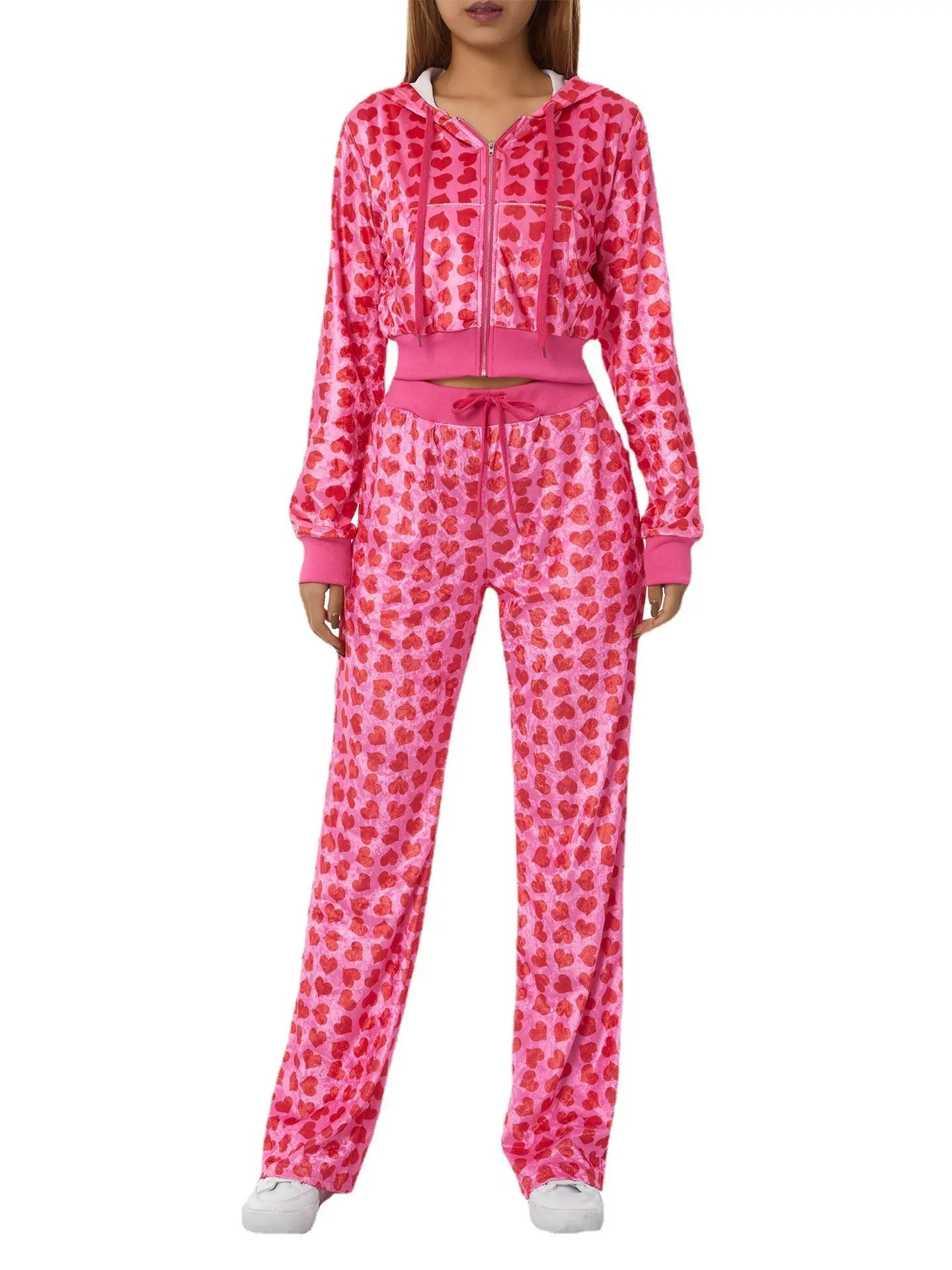 Velvet Love Printed Hooded Sweater Fashion Suit Women Lady T Fashions