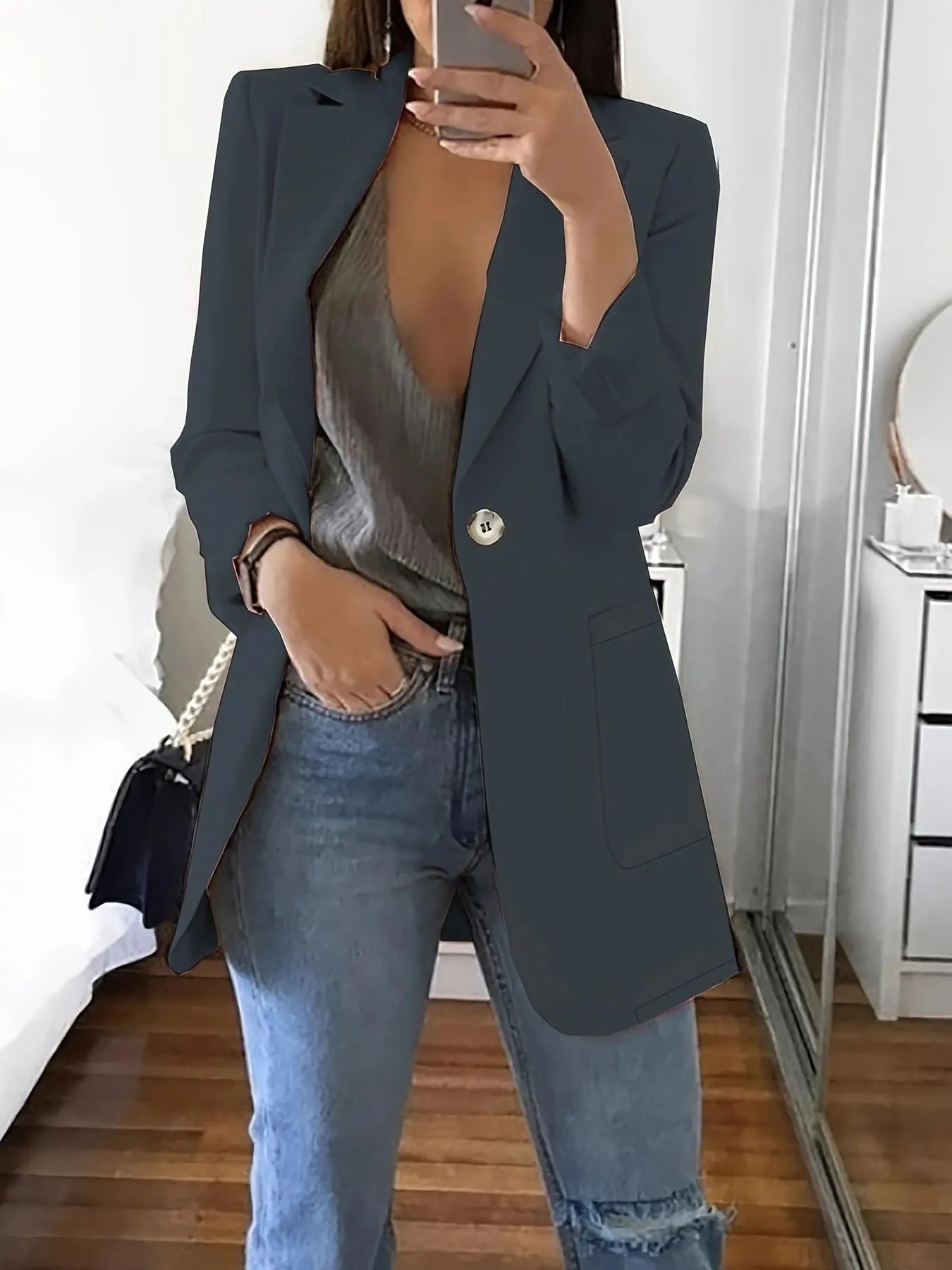 Lapel Slim Cardigan Temperament Blazer Lady T Fashions
