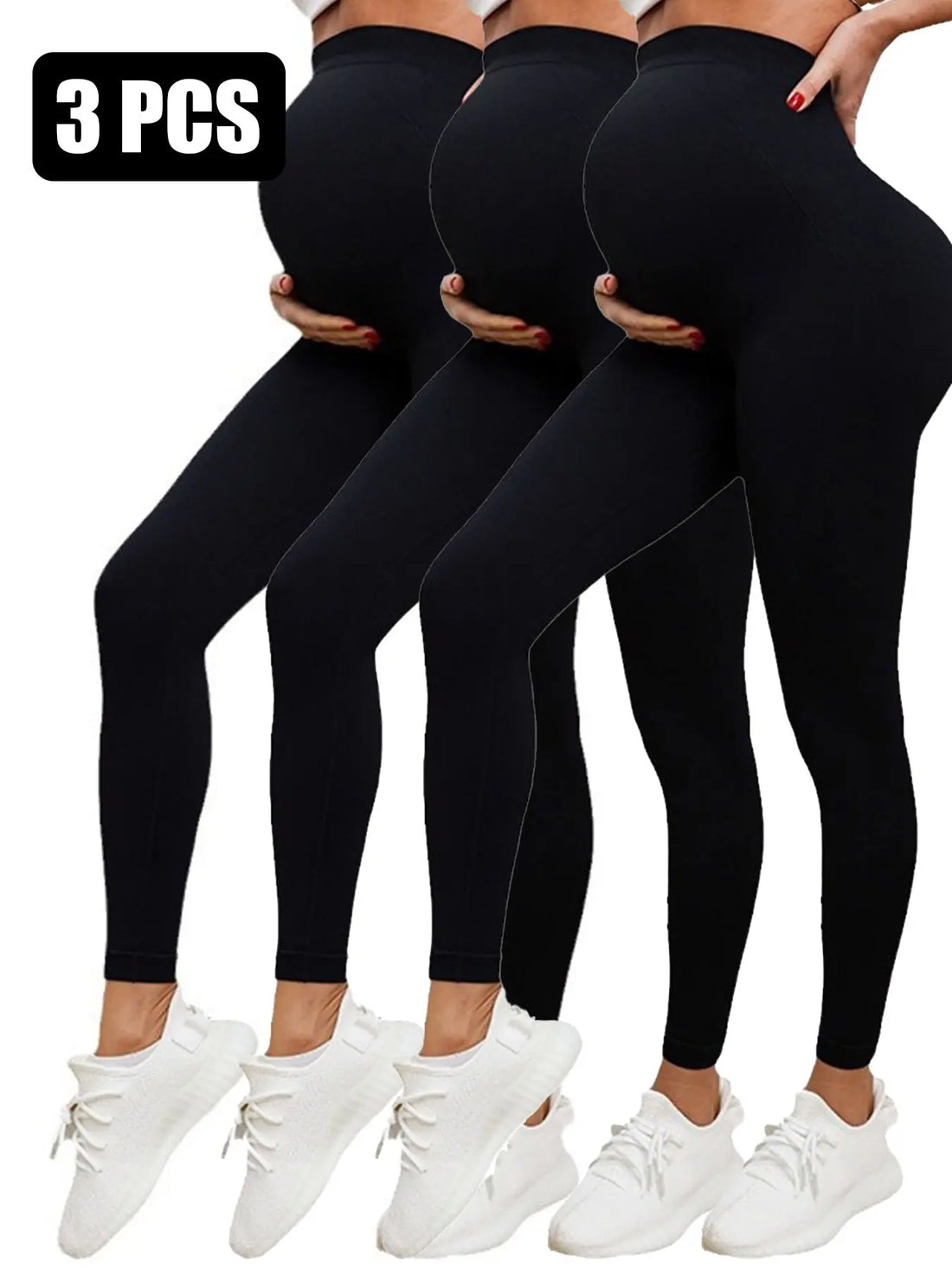 3 Pack Maternity High-Waisted Seamless Yoga Pants For Women - Tummy Support Fitness Leggings Lady T Fashions