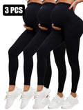 3 Pack Maternity High-Waisted Seamless Yoga Pants For Women - Tummy Support Fitness Leggings Lady T Fashions