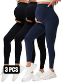 3 Pack Maternity High-Waisted Seamless Yoga Pants For Women - Tummy Support Fitness Leggings Lady T Fashions