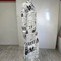 Women's Long Sleeve Newspaper Print Shirt Dress Button Down Casual Long Dress Lady T Fashions