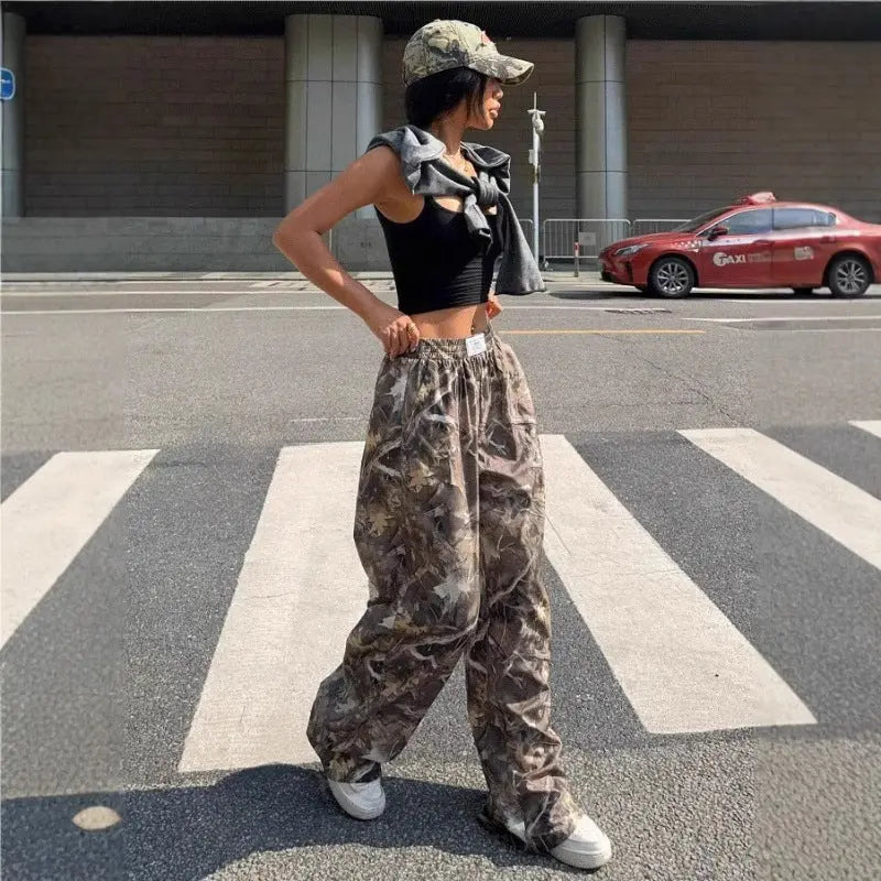 Slimming Casual Pants Hip Hop Retro Street Multi-pocket Camouflage Cargo Pants For Women Y2k Hip-hop Cargo Grunge Baggy Trousers Lady T Fashions