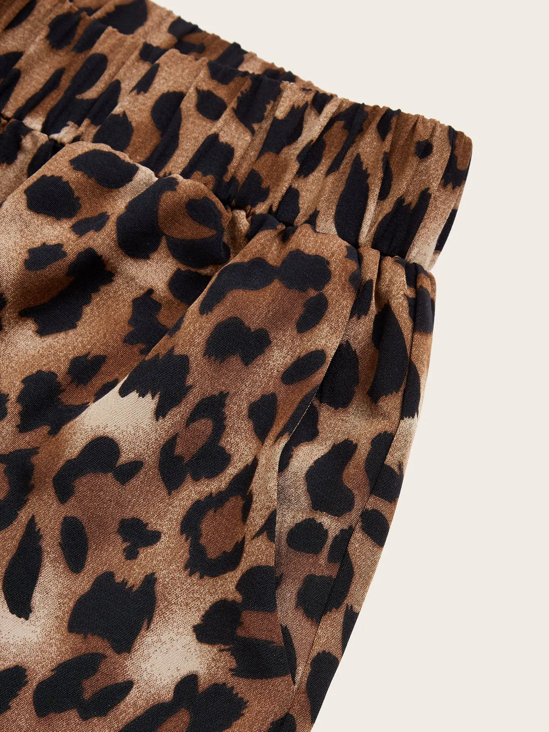 Women's Plus Size Leopard Print Wide Leg Pants - Elastic Waist, Loose Fit Casual Straight Leg Trousers For Spring Summer Fall, Lightweight Polyester Blend, Perfect For Beach Or Outdoor Outings Lady T Fashions