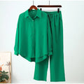 European And American Ins Style Solid Color Leisure Fashion Long Sleeve Blouse And Pants Lady T Fashions