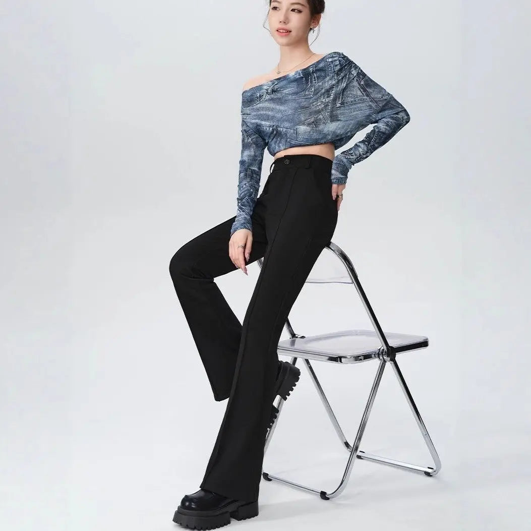 High Waist High-grade Anti-wrinkle Straight Slimming Casual Flared Pants Lady T Fashions