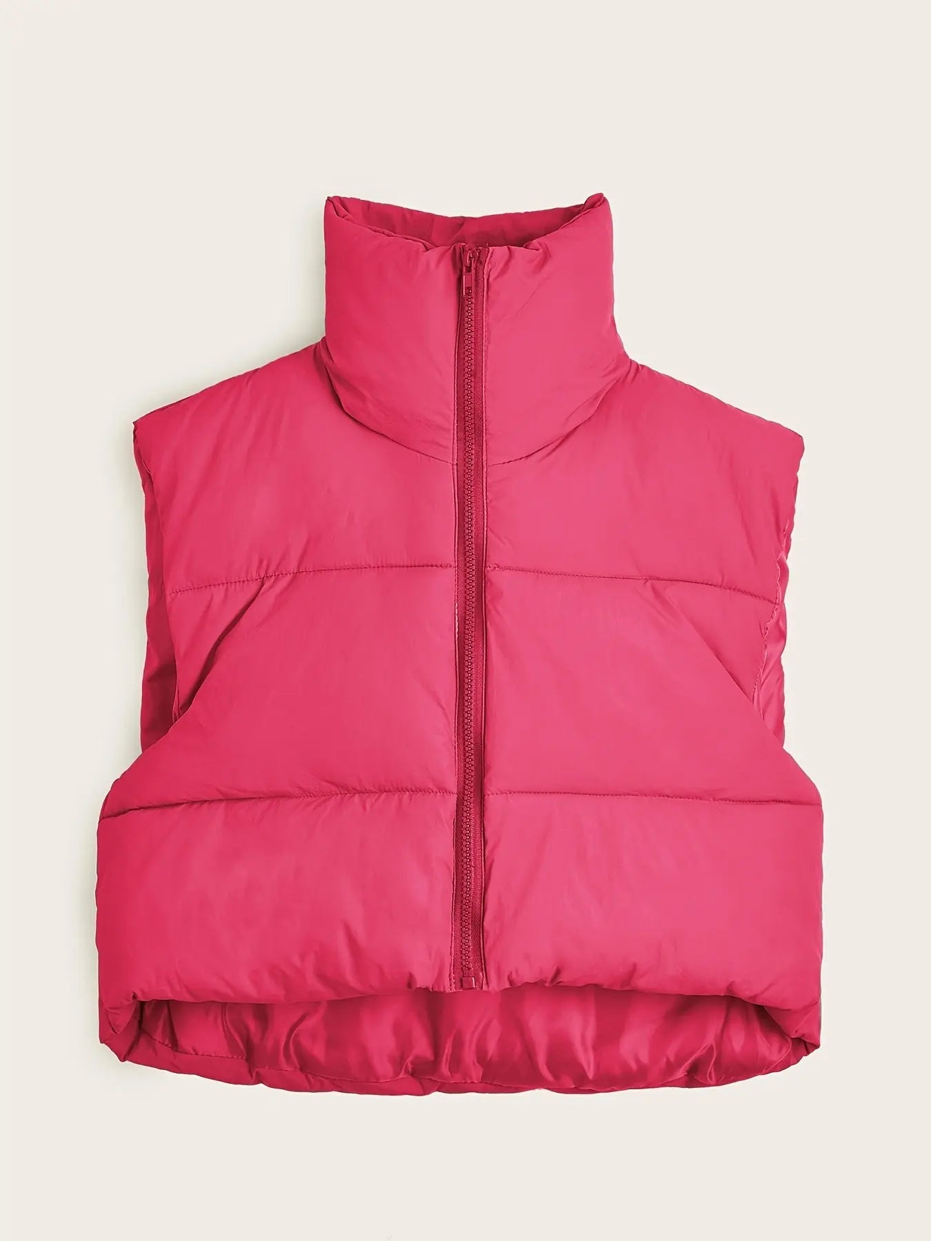 Women'S Sleeveless Vest - Vibrant Pink Slim-Fit Alternative Coat with Drawstring Hood, Zipper Front & Pockets for Fall/Winter Casual Wear, Casual Winter Wear | High Neckline Vest | Zippered Jacket Lady T Fashions