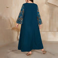 Women's Plus Size Bohemian Floral Printed Maxi Dress, Pleated Front Long Sleeve Crew Neck Loose Fit Lady T Fashions