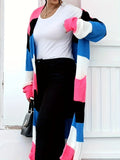 Plus Size Cozy Colorblock Striped Cardigan - Soft Knitted Fabric, Long Sleeves, Open Front Design, Perfect for Casual Daily Wear - Designed for Plus Size Women, Womens Fashion Clothing Lady T Fashions