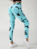 2 Pack New Style Hollow-Out Tie-Dye High-Waisted Tummy-Control Yoga Pants Lady T Fashions