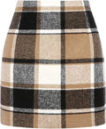 Women's High Waist Plaid Tight Pencil Wool Mini Skirt Lady T Fashions