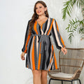 V-neck Lace-up Plus Size Dress Lady T Fashions