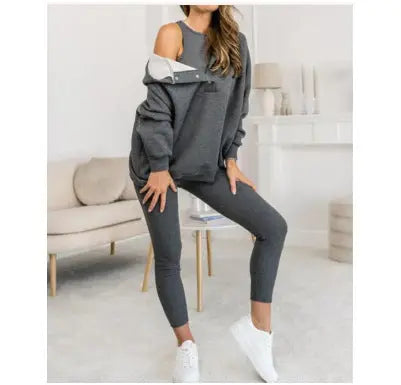 Women's Solid Color Vest Hoodie And Pants Set Lady T Fashions