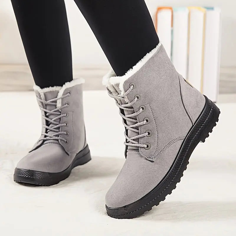 [Winter Snow Boots] Slip-Resistant & Plush Lined Women's Winter Snow Boots | PU Sole, Lace-Up Closure, Cushioned Insole - Cold Weather Boots for Everyday & Formal Outfits - Extended Sizes up to US Women's 44 (EU 43) - Black B Lady T Fashions