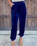 Women's Solid Color Straight Pants With Elastic Waist And Casual Cuffs Lady T Fashions