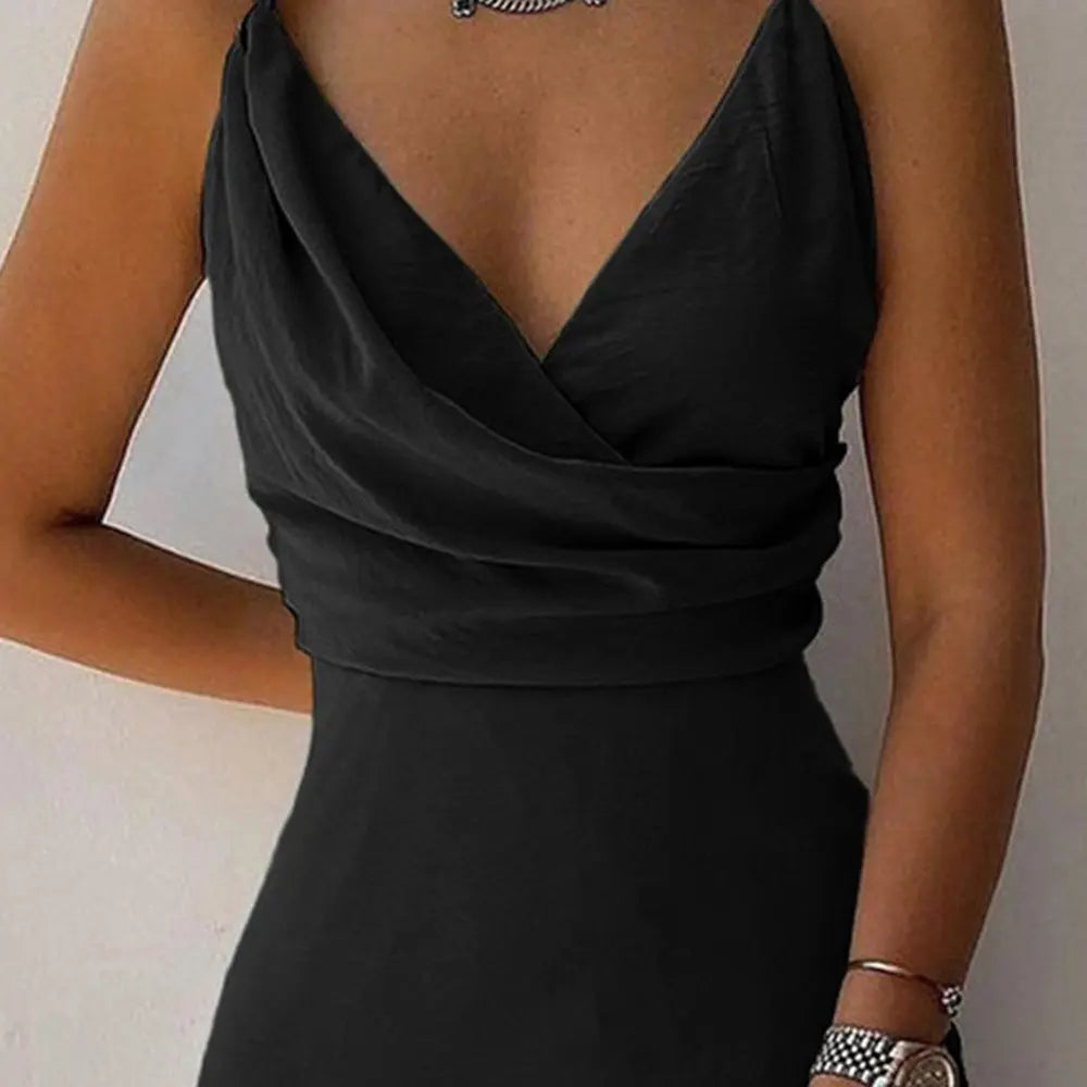 V-neck Slit Sling Dress Summer Fashion Sexy Slim Suspender Dresses For Women Clothing Lady T Fashions