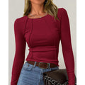 Women Long Sleeve T Shirts Crewneck Slim Fit Tops Going Out Fall Fashion Basic Tee Lady T Fashions
