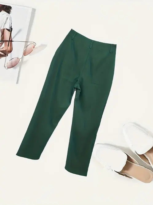 Women's Solid Color Button Casual And Versatile Fashionable Pants Lady T Fashions
