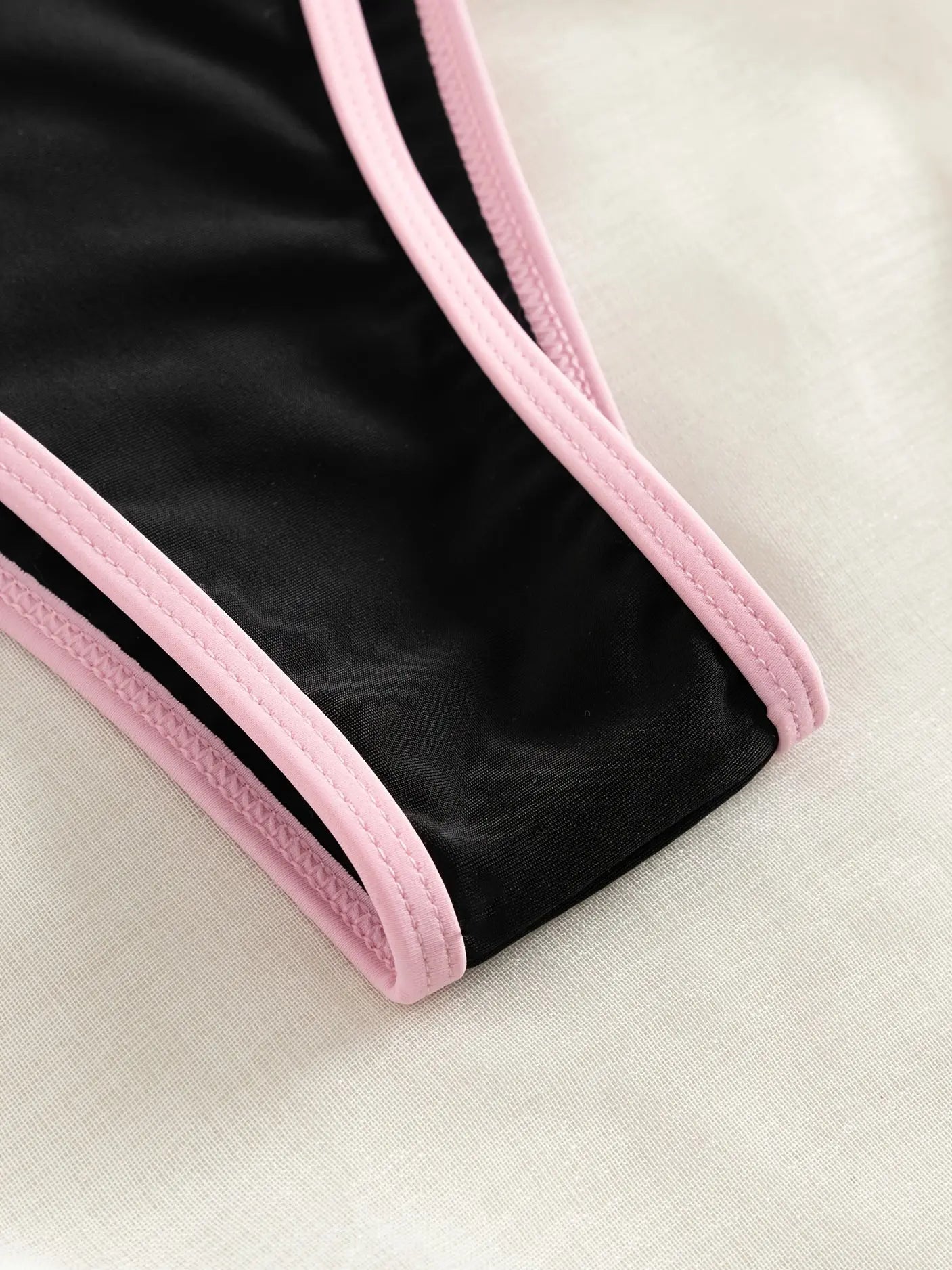 Contrast Trim Tie Side 2 Piece Bikini Swimsuit, Triangle Halter Tie Back Neck Stretchy Beachwear, Cute & Sexy, Women's Swimwear & Clothing Lady T Fashions