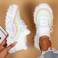 Women's Flying Woven Walking Shoes, Fashion Lace Up Outdoor Casual Sneakers, Breathable Weaving Sneakers Lady T Fashions