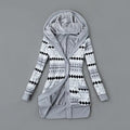 Autumn And Winter Jacket Printed Hooded Wool Liner Knit Midi Length Lady T Fashions