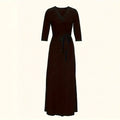 Women's V-Neck Elegant Half-Sleeve Belted Waist Print Maxi Dress For Spring&Summer Dress Lady T Fashions