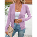 Women's Long Sleeve V-Neck Button Down Cardigan Knit Shrugs Sweater Lady T Fashions