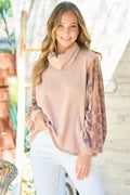 Hailey & Co Leopard Sleeve Color Block Knit Top Lady T Fashions