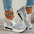 Stunning Floral Lace Platform Shoes - Fashion Sneakers with Height Increasing, Slip-On Design, Low Top Style, and Versatile Casual Wear - Perfect for Everyday Outings and Special Occasions Lady T Fashions