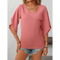 Womens Tops Dressy Casual 3 4 Sleeve Asymmetrical V Neck Work Shirts Blouses Lady T Fashions