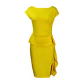 Women's Elegant Ruffle Sleeveless Bodycon Formal Party Cocktail Pencil Midi Dress Lady T Fashions