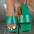 Women's Colorful Slide Sandals - Fashionable Open-Toe Flats with Ankle Strap, Faux Cover Upper & Rubber Sole, Casual Summer Shoes in Red, Green, Yellow, Blue, Brown, Black, White, Summer Footwear | Fashionable Flats | Durable Lady T Fashions