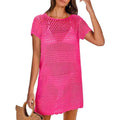Knitted Short Sleeve Cutout Blouse Women's Swimming Vacation Lady T Fashions