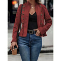 Women's Faux Suede Blazer - Long Sleeve Notch Lapel Open Front Jacket, Casual Business Office Blazer Lady T Fashions